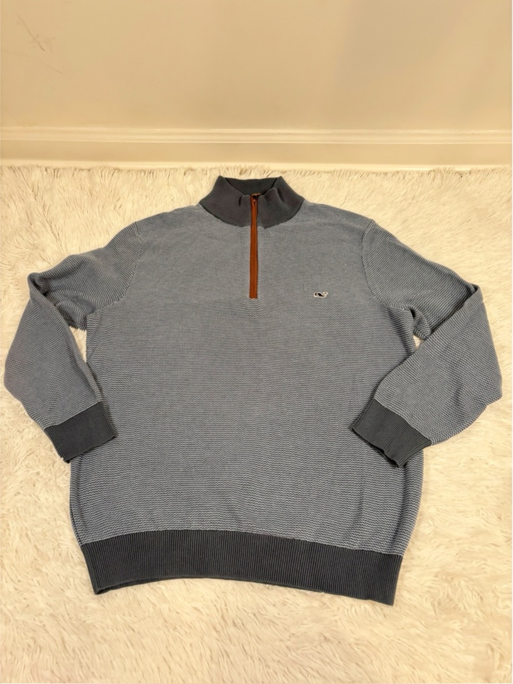 Vineyard vines NWT Men's honeycomb Quarter-Zip Knit Sweater - Key Largo